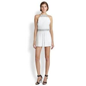 Line & Dot Boho White Linen Romper